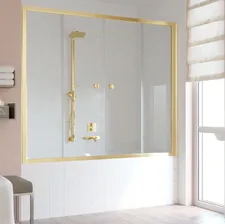 Шторка на ванну Vegas Glass Z2V 0180 09 01 профиль золото, стекло прозрачное, раздвижная