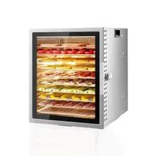 Сушилка для овощей и фруктов AIRHOT FD-10 GLASS-B дегидратор из нержавеющей стали, электросушилка для мяса, грибов, зелени