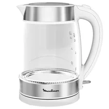 Moulinex Электрический чайник Glass Inox BY600130, серебристый, белый