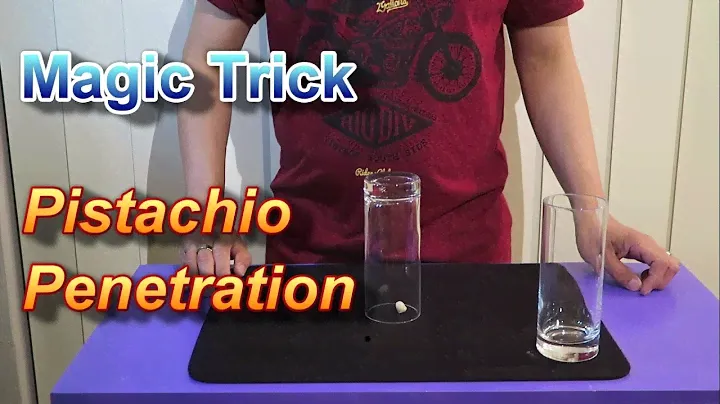 magic trick pistachio penetrates into glass