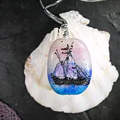 Murano glass pendant sea " I Want to go to the sea"