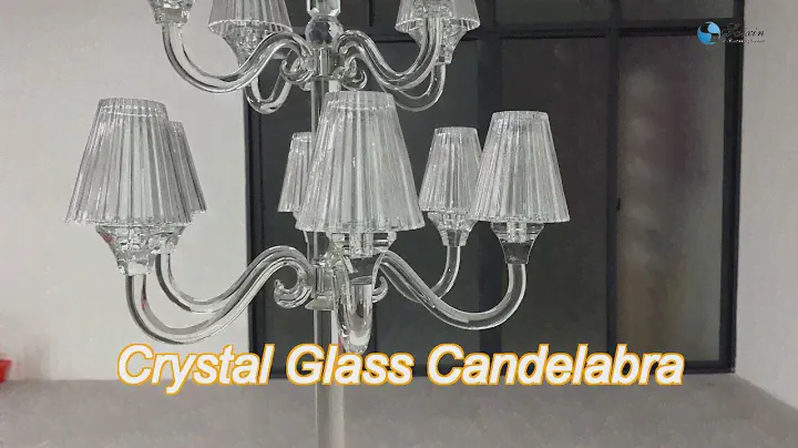 Hot Sale Event Decoration 11 Arms Crystal Candelabra With Glass Shade For Wedding Centerpieces