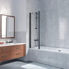 Шторка на ванную Vegas-glass E2V LUX ST 115 02М CRYSTALVISION L профиль черный матовый стекло CRYSTALVISION