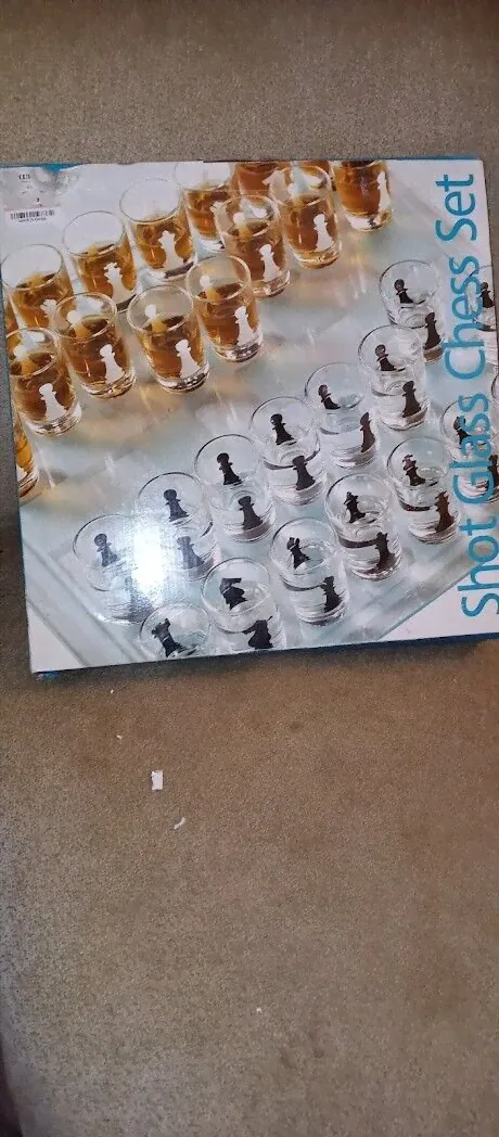 Vintage Small Shot Glass Chess Set Drinking Game Set