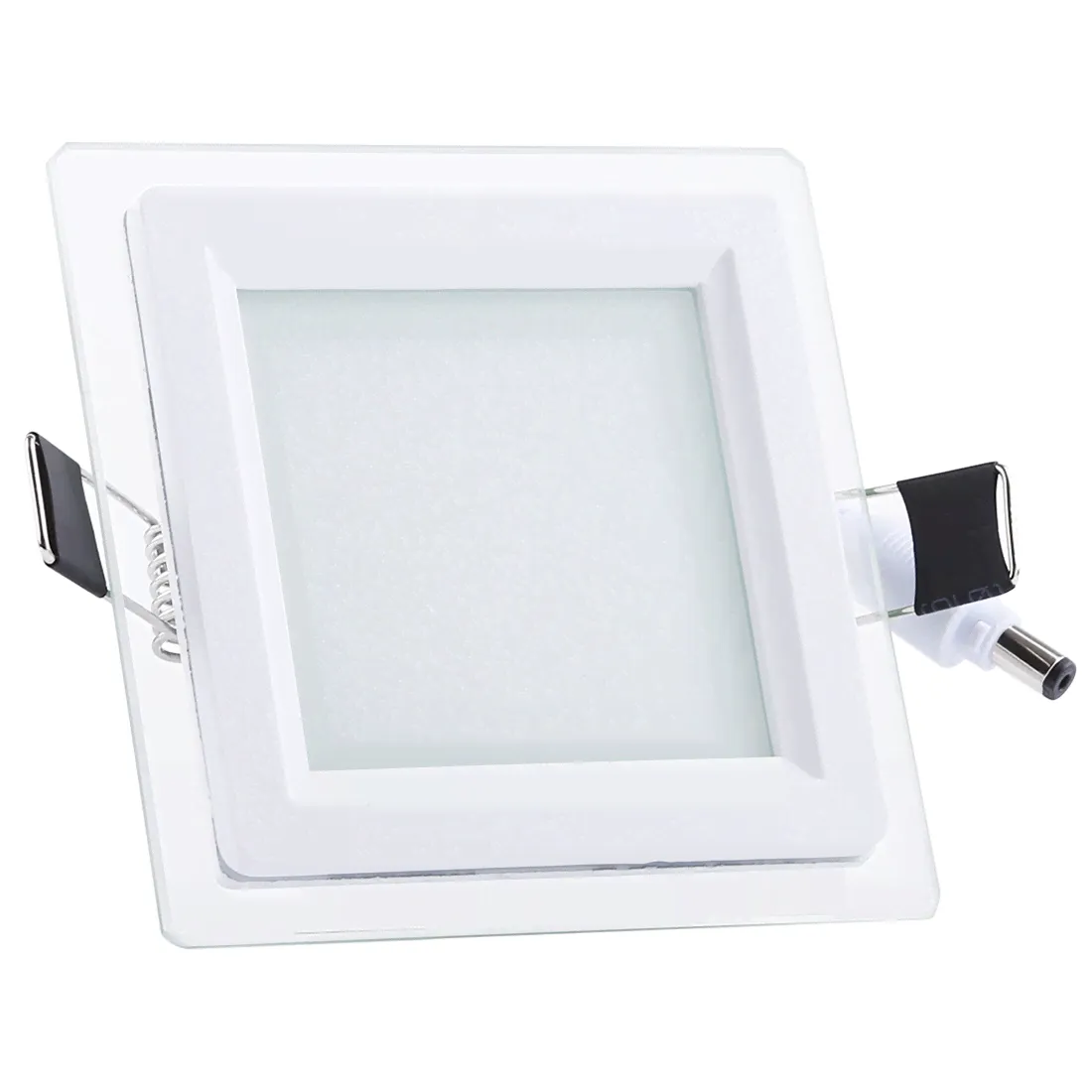 6W White Light 10cm Square Glass Panel Light Lamp with LED Driver, Luminous Flux: 480LM, AC 85-265V, Cutout Size: 7.5cm-0